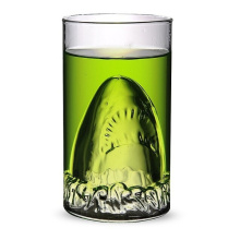 Haonai double borosilicate double wall glass cup with shark head